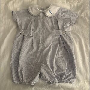 Gray Gingham Baby Romper